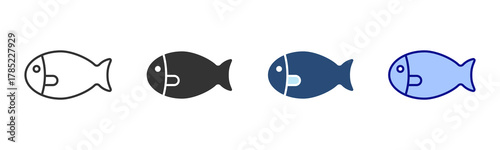 Fish Icon Set. Designed In Multi Style
