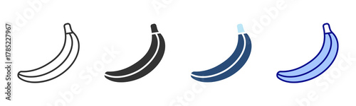 Banana Icon Set. Designed In Multi Style