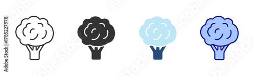 Broccoli Icon Set. Designed In Multi Style