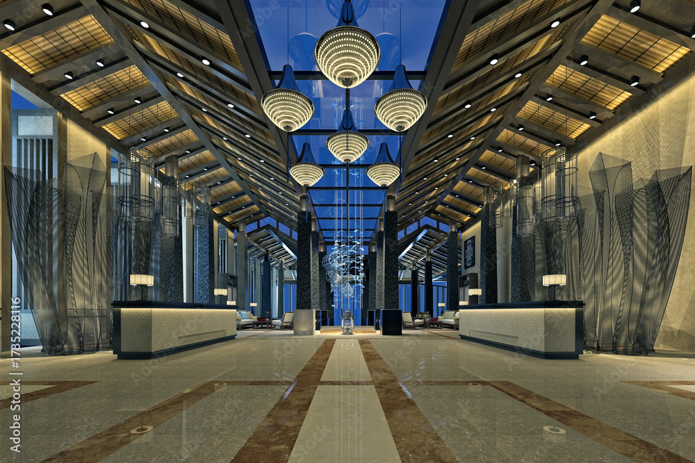 Naklejka premium 3d render of reception lobby hall