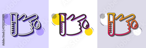 Blood donation line icon. Halftone dotted pattern. Gradient icon with grain shadow. Medical analyzes sign. Pharmacy medication symbol. Line blood donation icon. Various designs. Vector