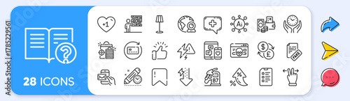 Currency exchange, Help and Project deadline line icons. Interest rate, AI generate, Inflation icons. Pack of Diesel station, Floor lamp, Seo shopping icon. Vector