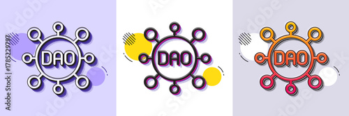 Dao line icon. Halftone dotted pattern. Gradient icon with grain shadow. Decentralized autonomous organisation sign. Blockchain technology symbol. Line dao icon. Various designs. Vector