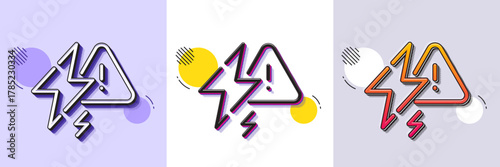 Power line icon. Halftone dotted pattern. Gradient icon with grain shadow. Flash electric energy sign. Lightning bolt symbol. Line lightning bolt icon. Various designs. Vector