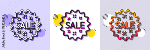 Sale line icon. Halftone dotted pattern. Gradient icon with grain shadow. Shopping discount sign. Clearance symbol. Line sale icon. Various designs. Vector