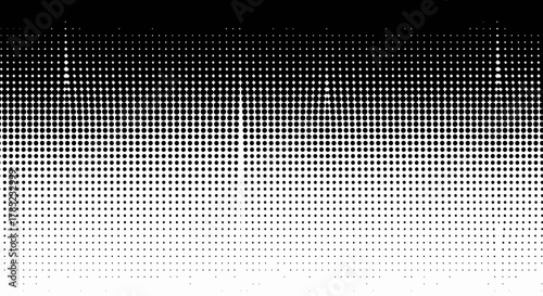 Halftone gradient from black to white created using circular dots perfectly arranged