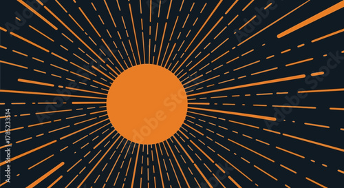Abstract radiating lines emanating from a central sun, geometric design