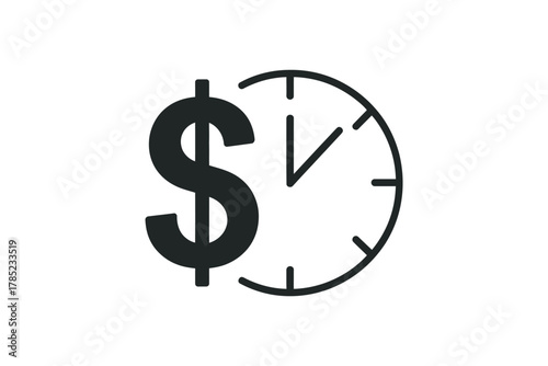 The concept of time is money represented by a dollar sign and a clock face