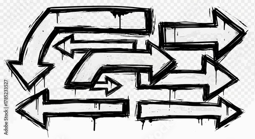 Dynamic arrow collection in urban graffiti style for creative direction concept