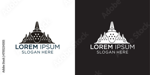 Elegant monolithic temple logo design template for travel agency, historical site, or cultural organization with vintage style, perfect for branding and marketing materials