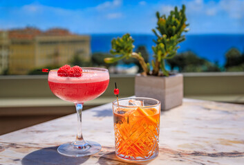 Fotobehang Nice Cocktails op rooftop bar in Nice  © SvetlanaSF