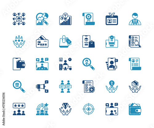 Business icon set. Company management. Vector icons. Solid or glyph icons