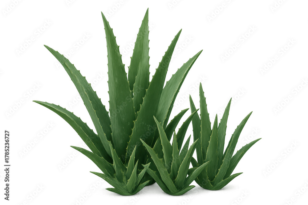 Fototapeta premium Aloe vera plants growing, representing natural medicine, skincare, and health on a transparent background