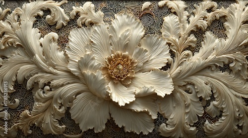 Artistic embossed flowers for premium interior designs high resolution picture