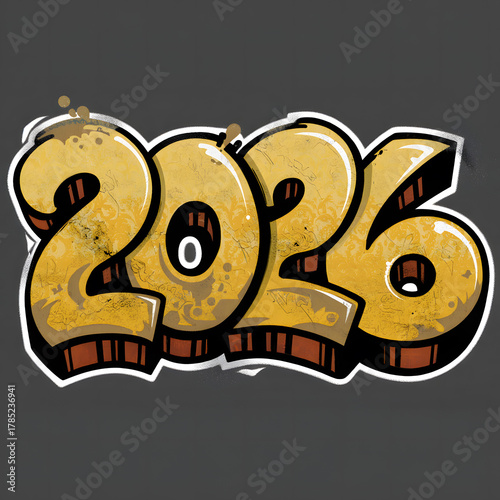 Graffiti style 2026 sign with a bold, urban street art design
