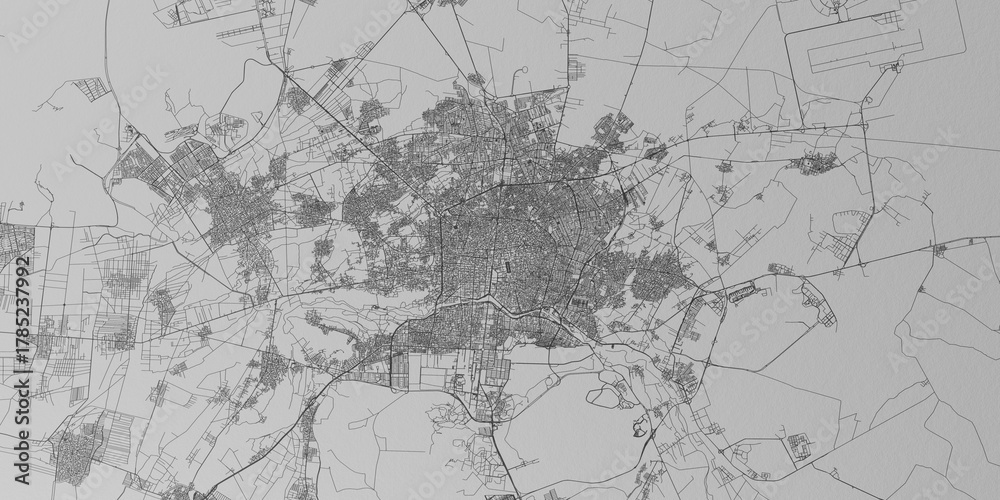 Obraz premium Isfahan (Iran) street map. The style of the map is grey paper