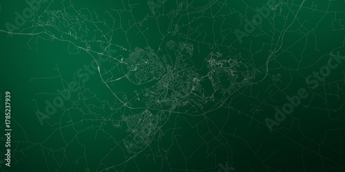 Limerick (Ireland) street map. The style of the map is green lights