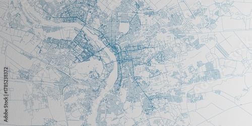 Fotografía Omsk (Russia) street map. The style of the map is blue ink