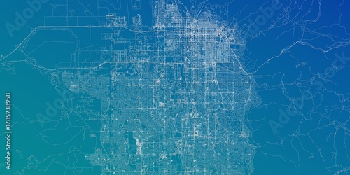 Salt Lake City (Utah, USA) street map. The style of the map is blue gradient