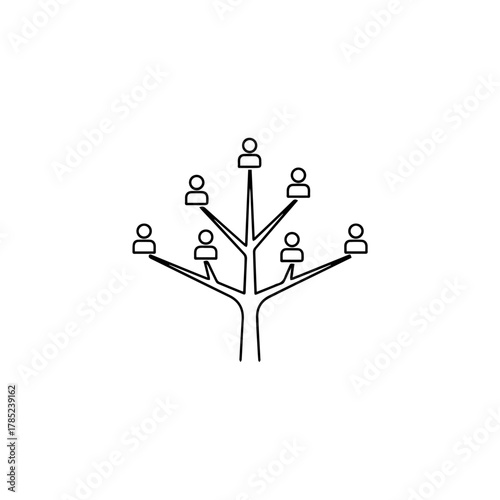 Line art of a family tree illustrating genealogy, ancestry, and the concept of connection