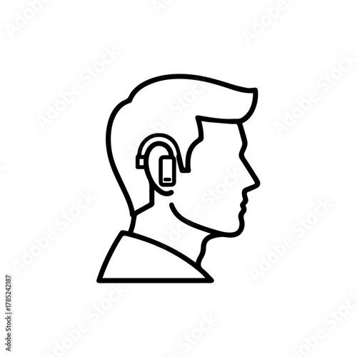 Behind-the-Ear Hearing Aid Line Art Clear Communication Assistance