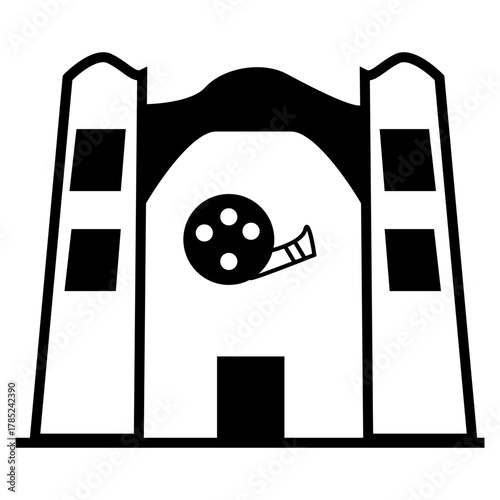 vector illustration of a cinema movie building