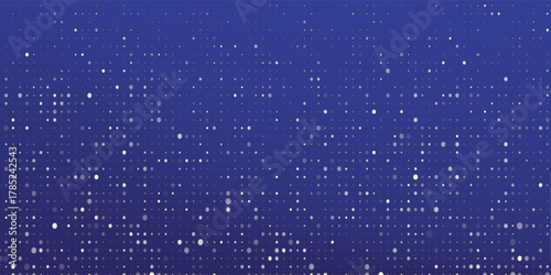 Magical heavy snow flakes backdrop. Snowstorm speck ice particles. Snowfall sky white teal blue wallpaper. Rime snowflakes february vector. Snow hurricane landscape, snowflakes on dark blue background