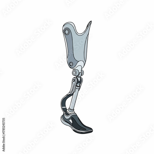 Modern Prosthetic Leg Design Advanced Limb Replacement Technology Illustration