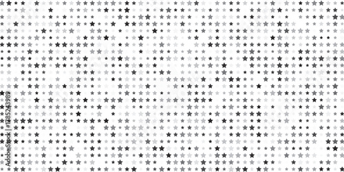 Seamless pattern with black stars random size on a white background
