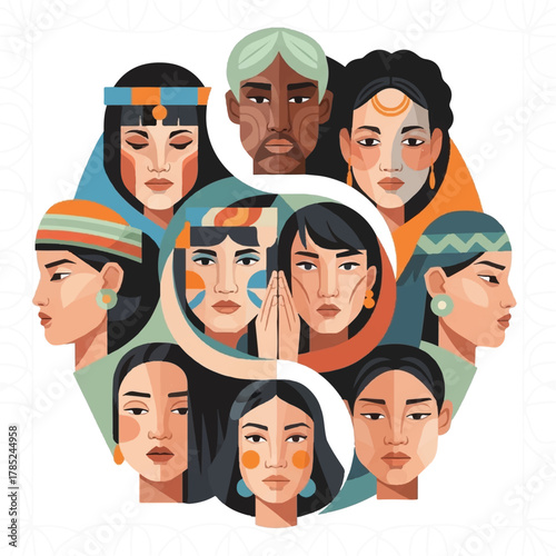 A captivating illustration depicting a diverse group of people from various cultures, symbolizing global unity, inclusion, and the beauty of human interconnectedness