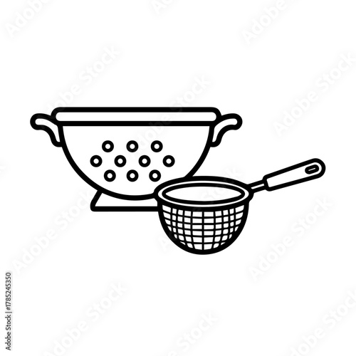 Versatile Kitchen Helpers Colander and Skimmer Illustration