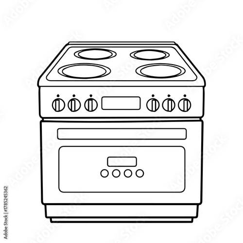 Line Art Kitchen Range Minimalist Illustration of a Stove for Culinary Designs