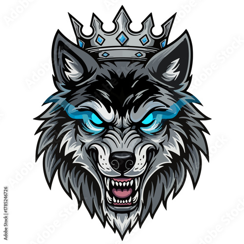  aesthetic logo of the wolf king with a crown symbolizing strength and grandeur