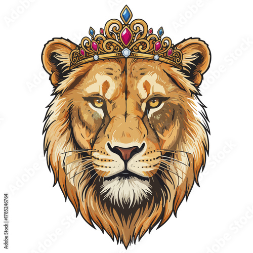 aesthetic logo of the lion king with a crown symbolizing strength and grandeur