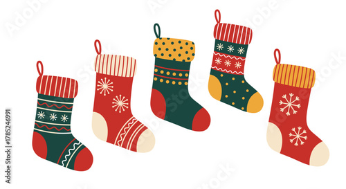 Festive Christmas Stockings - A Colorful Collection of Holiday Cheer.