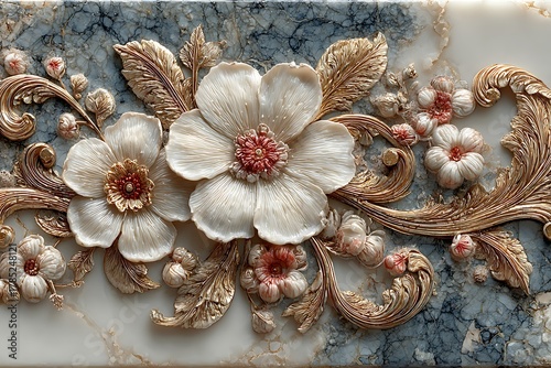 Elegant luxury floral embossed wall texture high resolution picture