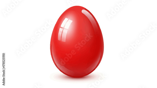 A glossy red egg on a white background with a shadow