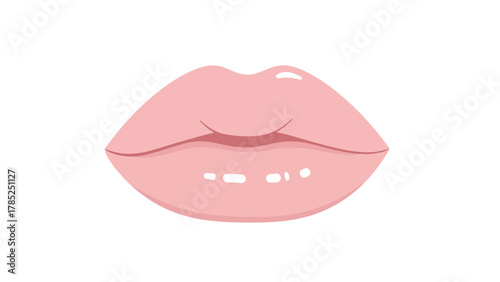 A graphic illustration of pink lips with glossy highlights
