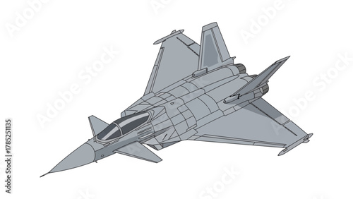 A gray 3D rendered fighter jet with a white background