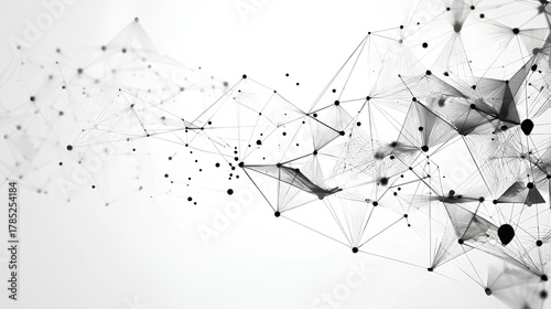 Abstract tech network connection dots. Digital technology and big data analysis background. White background with plexus lines. Geometric background with abstract mesh Stock Vector