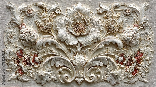 Ornate embossed floral artwork for interiors high resolution picture