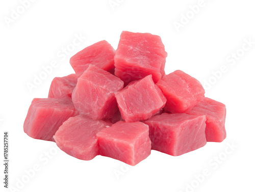 Wallpaper Mural Fresh raw beef cubes stacked in pile, isolated on transparency background, showing vibrant red color and tender texture, ideal for stew, soup, or grilling recipes Torontodigital.ca