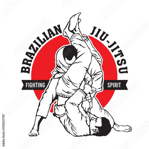 Brazilian Jiu-jitsu martial art illustration, perfect for t shirt