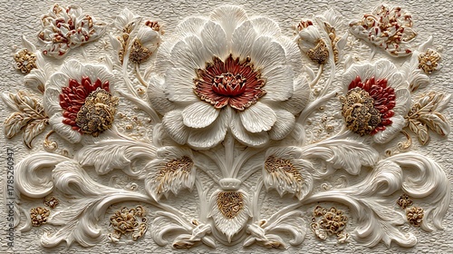 Textured floral wall art in relief high resolution picture