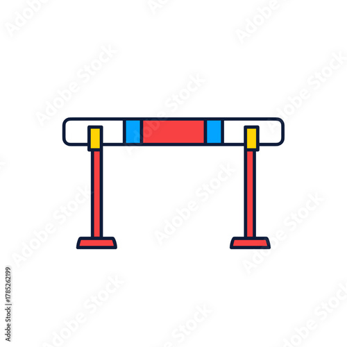 Colorful hurdle bar icon for sports competition design, obstacle metaphor, or athletic challenge concept