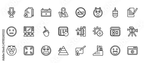 24 set of outline web user interface icons such as make, cloud with connection, recycable, curvy road warning, cloud upload vector thin icons for report, presentation, diagram, web design, mobile