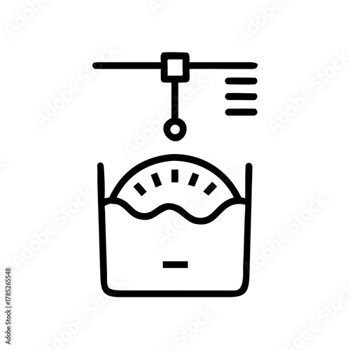 Abstract outline of a water level measuring device, symbolizing accuracy and precision