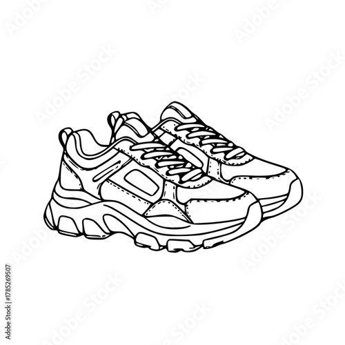 Japanese running shoes minimal line illustration