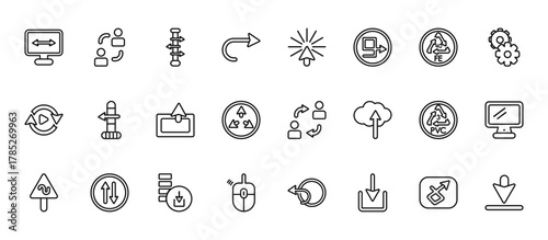 24 set of outline web user interface icons such as express, eliminar, shutter, lowercase, lightining vector thin icons for report, presentation, diagram, web design, mobile app
