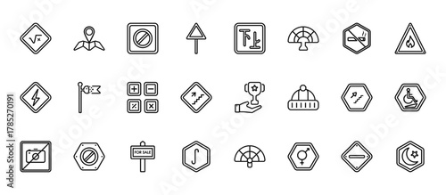 24 set of outline web signs icons such as maps, japan kanji letter, koinobori, upstairs, integral vector thin icons for report, presentation, diagram, web design, mobile app